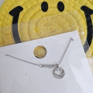 New Nyu Nyu Smile Face Necklace Silver Tone 15"-17"